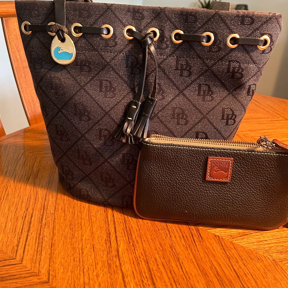 Dooney & Bourke Black and Brown Tote Set